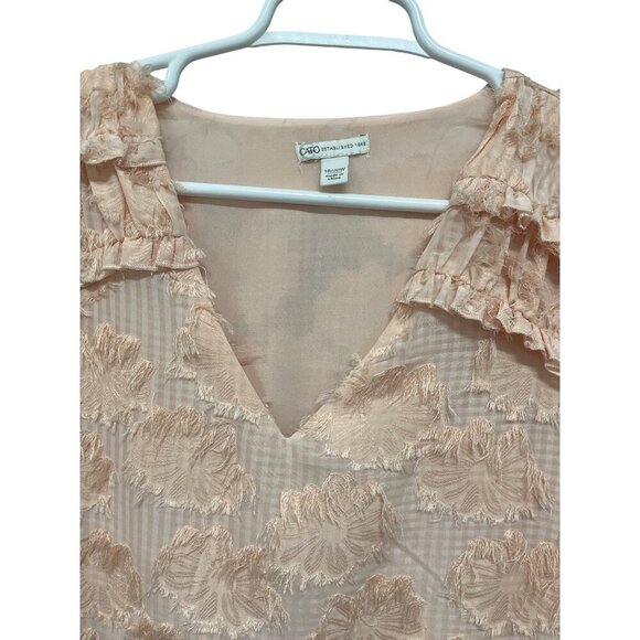Cato Blush Textured BOHO Blouse Floral Pattern Ruffled Details Womens 18/20 - Picture 3 of 6